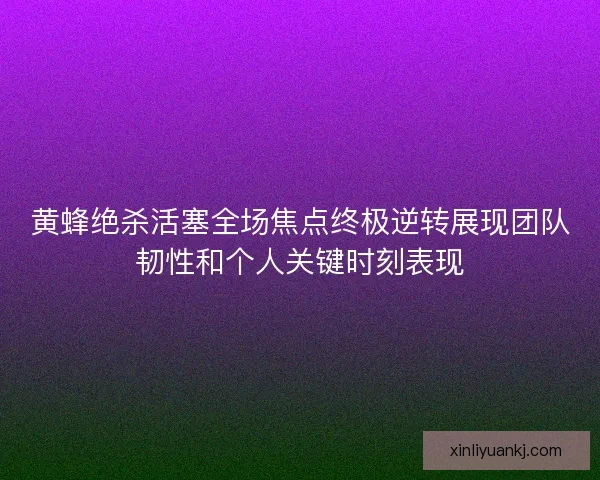 黄蜂绝杀活塞全场焦点终极逆转展现团队韧性和个人关键时刻表现